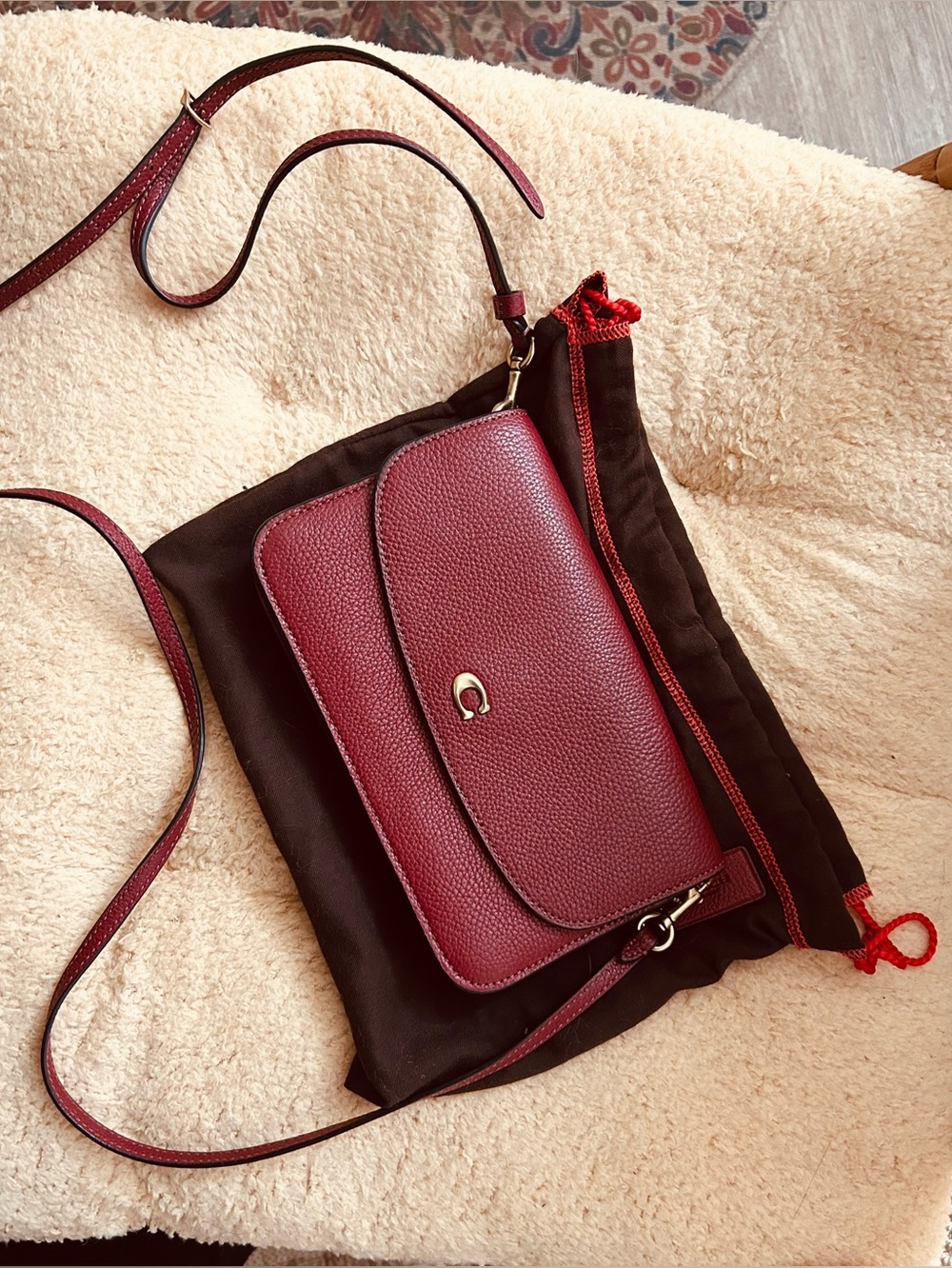 Coach Pebbled Leather Crossbody in Red